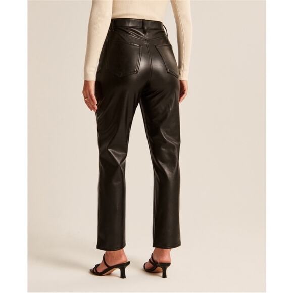 NEW Abercrombie & Fitch The Ankle Straight Vegan Leather Pants Size 28/6 Short - Picture 4 of 11